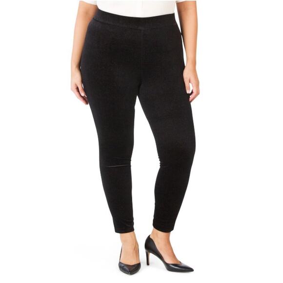 New Vince Camuto Women's Plus Sparkle Velvet High Rise Pants Ankle Leggings - Picture 1 of 8